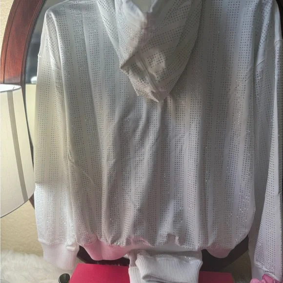 Plus Size (Luxury Curvy) White Rhinestone Hoodie and Pants Set - Picture 10 of 11